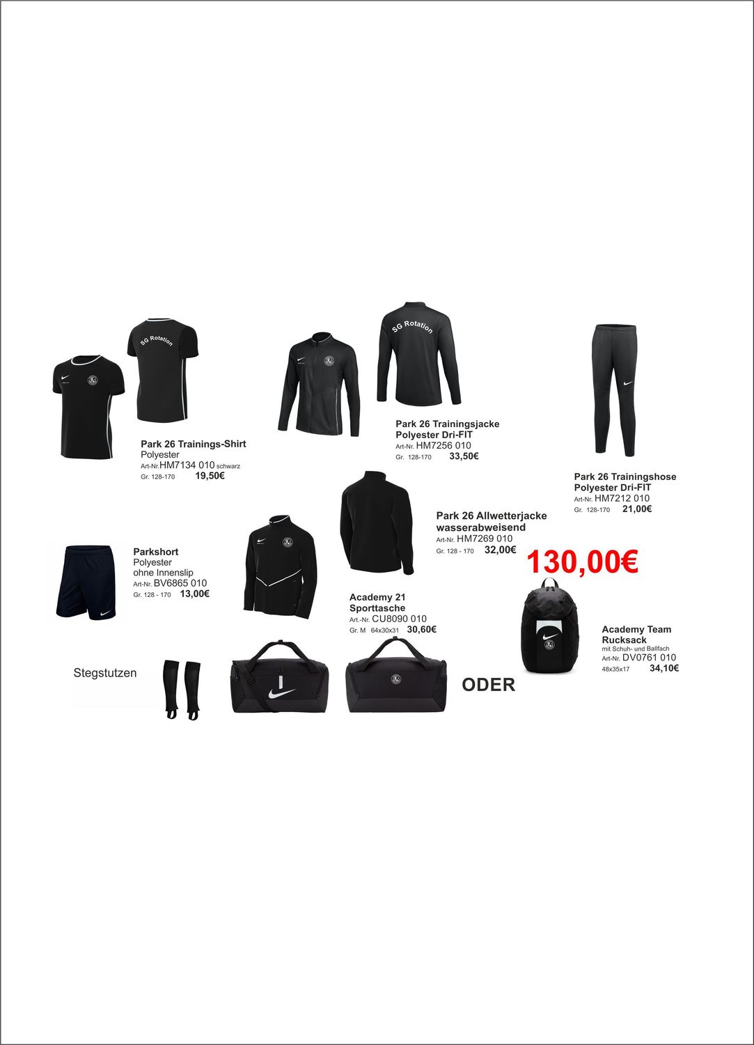 Nike großes Paket Kinder SG Rotation Prenzlauer Berg