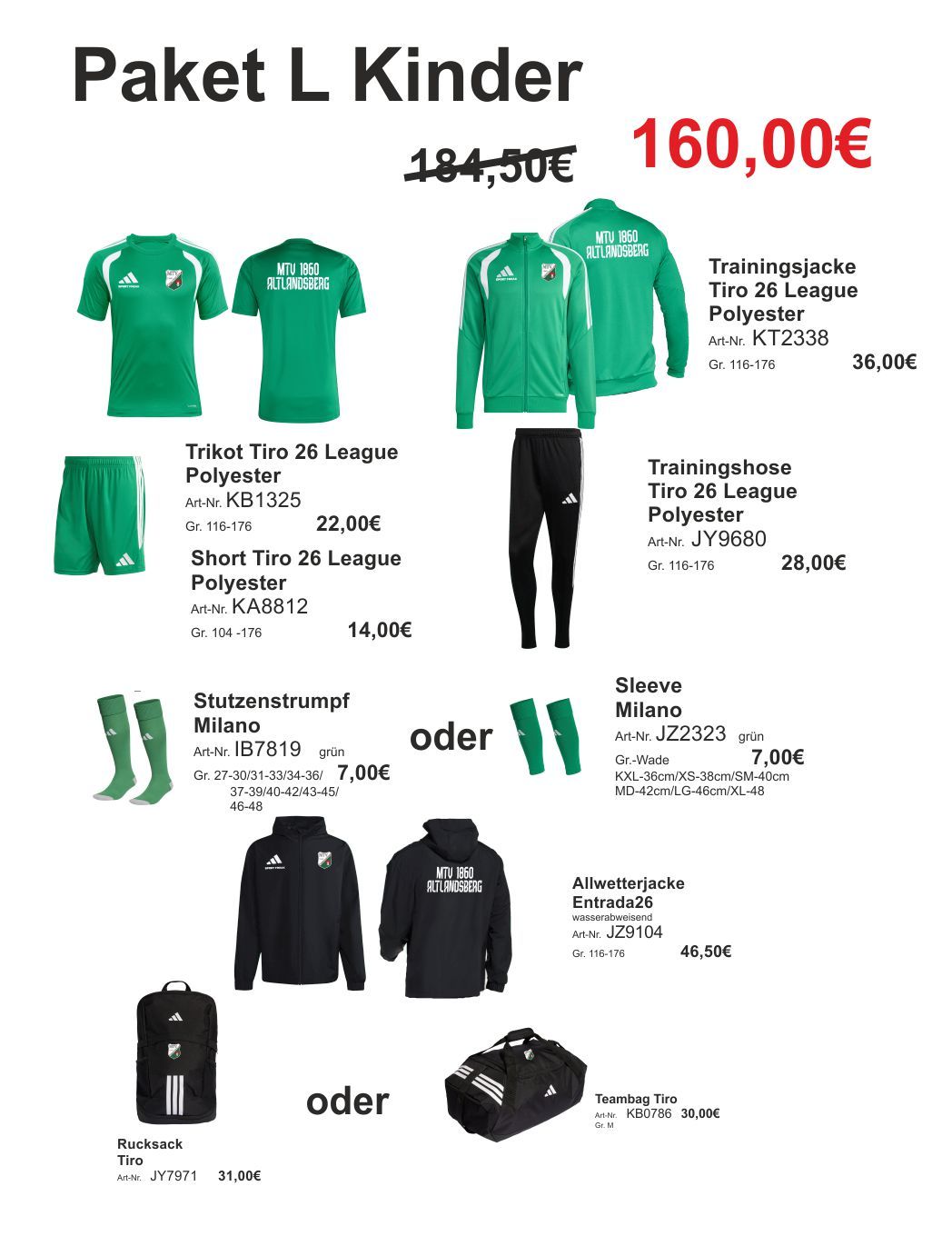 Adidas Trainingspaket L Kinder