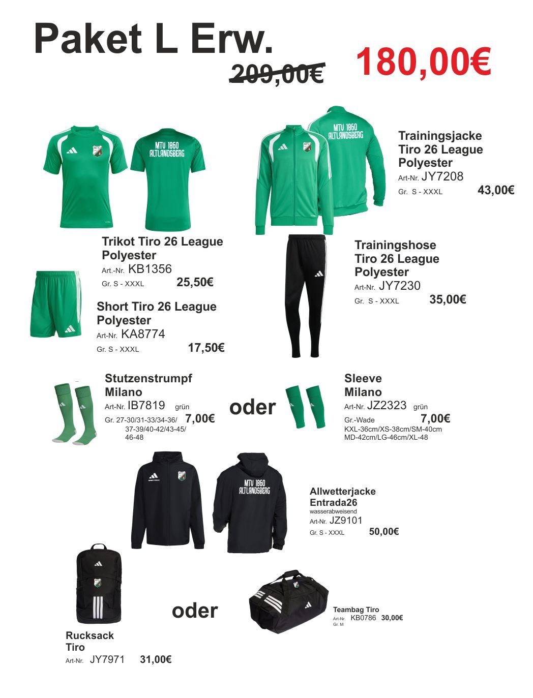 Adidas Trainingspaket L Erwachsene MTV Altlandsberg Adidas Trainingspaket L Erwachsene MTV Altlandsberg