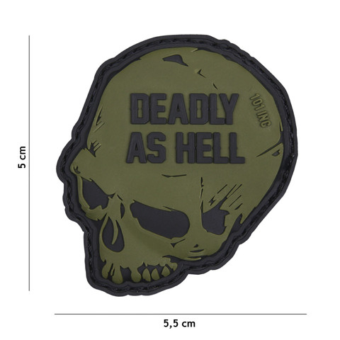 EMBLEEM 3D PVC DEADLY AS HELL GROEN