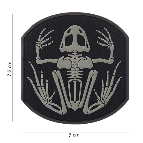 EMBLEEM 3D PVC FROG SKELETON, KLEUR: ZWART/WIT