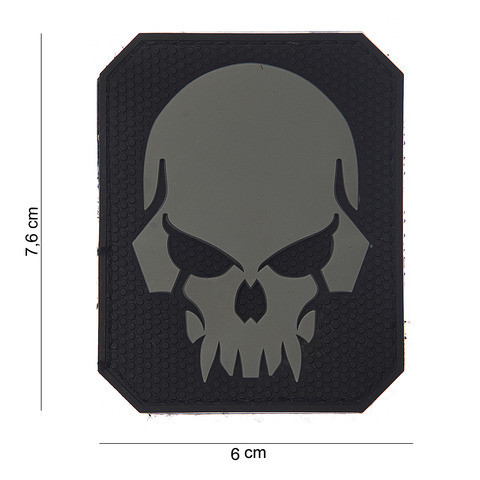 EMBLEEM 3D PVC PIRATE SKULL, KLEUR: GRIJS