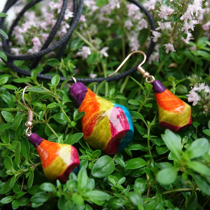 Colorful hand turned Jewellery set