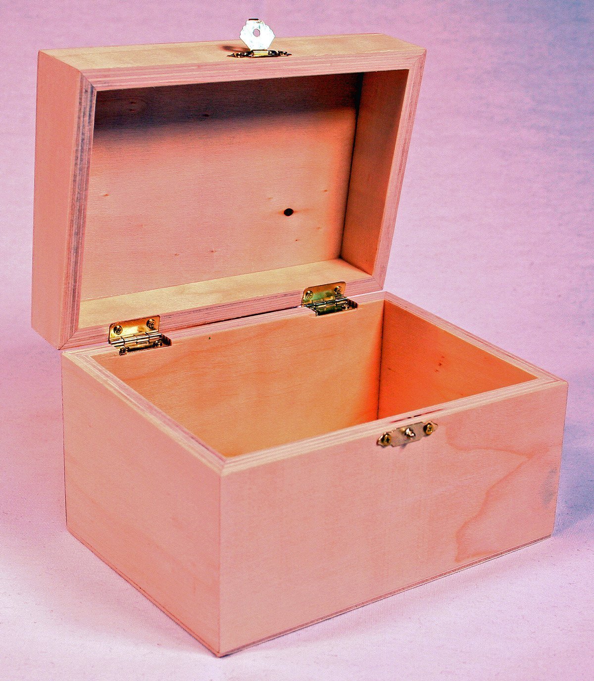 Wooden Recipe Box with Hinged Lid and Front Clasp - 6.75" x 4.5" x 4.25"
