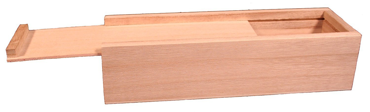 Unfinished Wooden Pencil, Pen, Vape, Stash, Trinket Storage Box with Slide Top