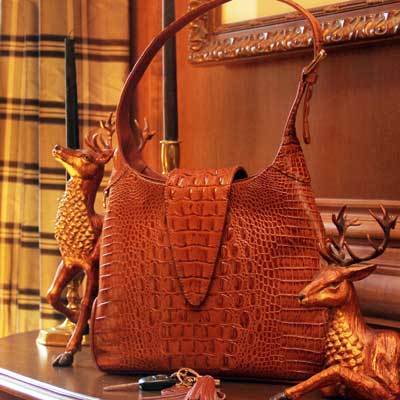 Concealed Carrie Crocodile Print Leather Hobo