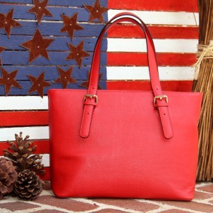 Concealed Carrie Red Leather Tote