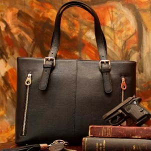 Concealed Carrie Black Leather Tote