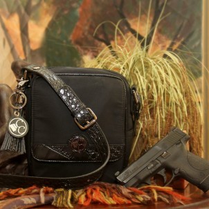 Concealed Carrie Black Crossbody Microfiber Croc
