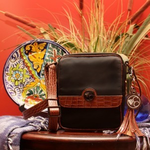 Concealed Carrie Microfiber Brown Croc Crossbody
