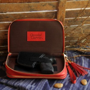 Concealed Carrie Bright Red Leather Compact