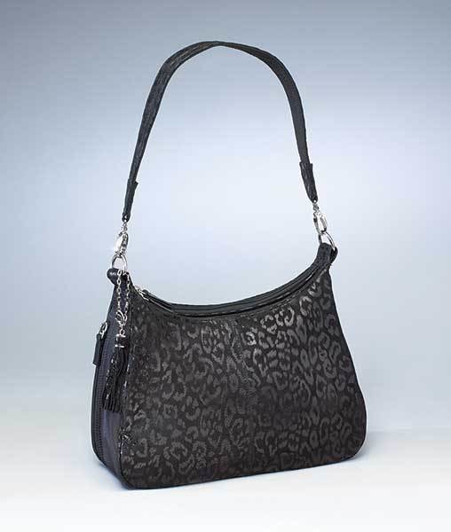 GTM-0072LE Black Leopard Embossed Hobo