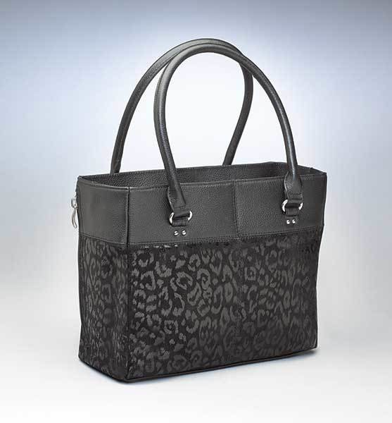GTM-0063LEP Black Leopard Embossed Traditional Tote