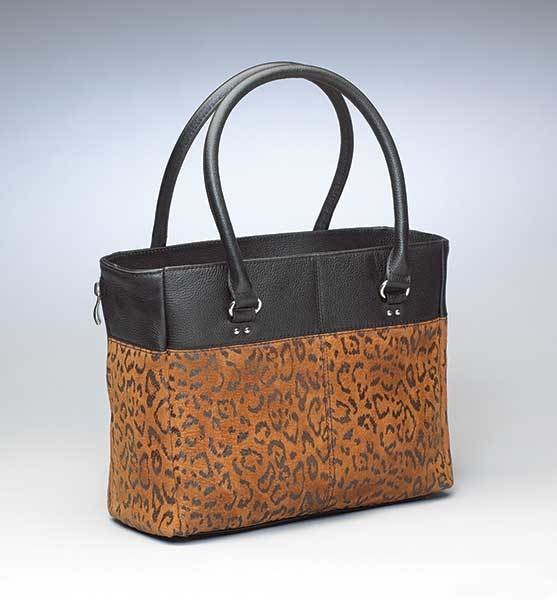 GTM-0063DB Lep Tan Tote Debossed Sueded Leather Tan