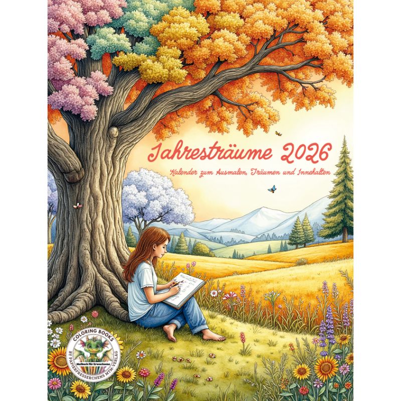 Jahresträume 2026 - Kalender zum Ausmalen, Träumen und Innehalten