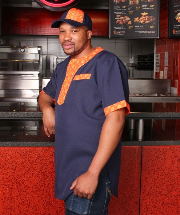 Men's Dashiki - Counter / BOH-Kitchen - Navy / Orange / Yellow