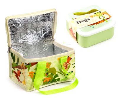 Tropical Tree Frogs Lunch Set - Insulated Lunch Bag &amp; Set of 3 Nesting Snack Boxes (M/L/XL)