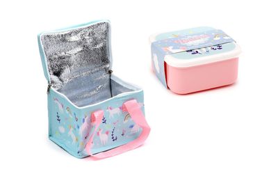 Unicorn Magic Lunch Set - Insulated Lunch Bag &amp; Set of 3 Nesting Snack Boxes (S/M/L)