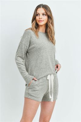 BRUSHED HACCI TOP AND SHORTS SET WITH SELF TIE- COCO