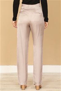 TAUPE SATINY STRAIGHT PANTS