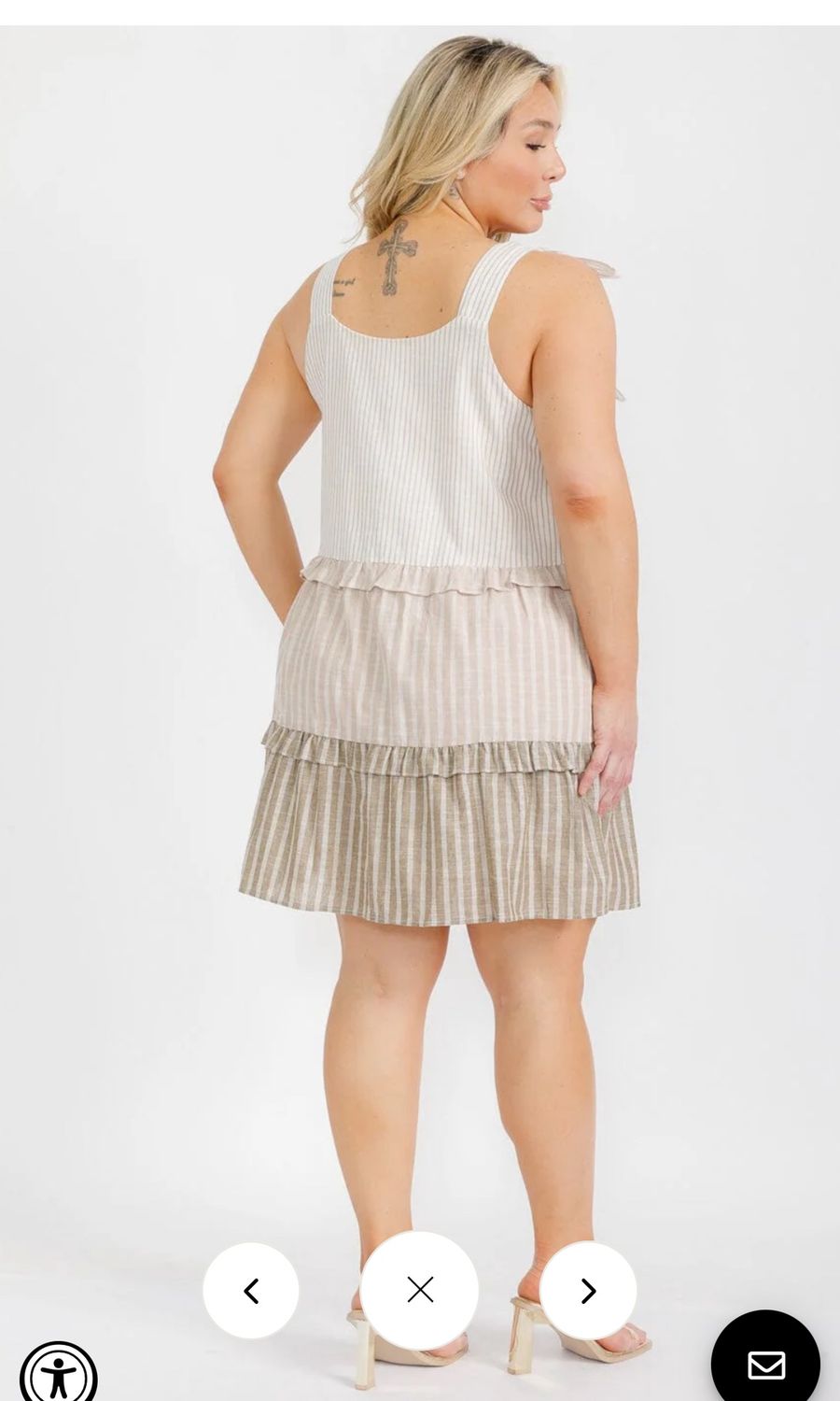 PLUS SIZE SLEEVELESS TIERED COLORBLOCK STRIPES TUNIC MINI DRESS