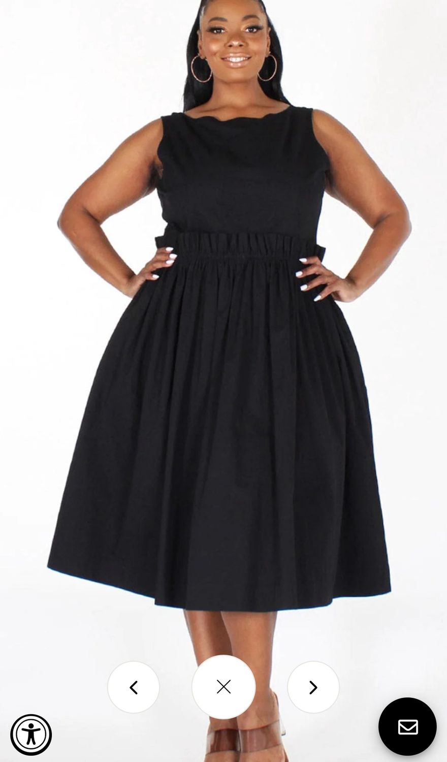 PLUS SIZE SLEEVELESS BACK BUTTON UP POCKETS FIT &amp; FLARE MIDI DRESS