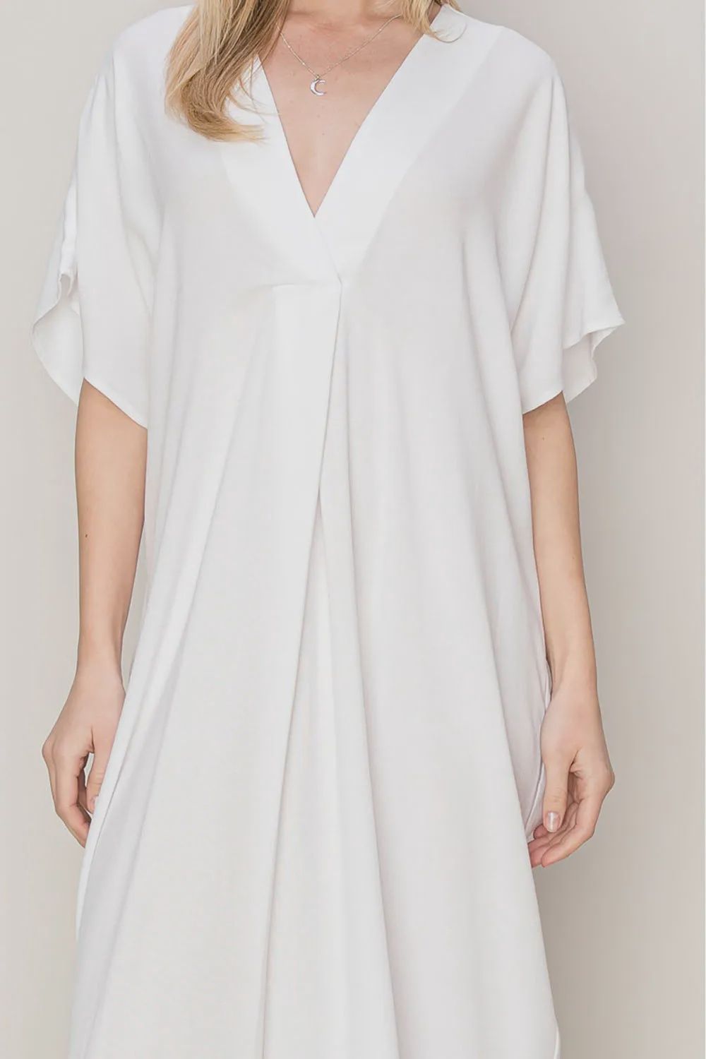 Breezy Elegant V-Neck Dolman Sleeves Beach Coverup Kaftan Dress