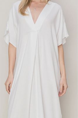 Breezy Elegant V-Neck Dolman Sleeves Beach Coverup Kaftan Dress
