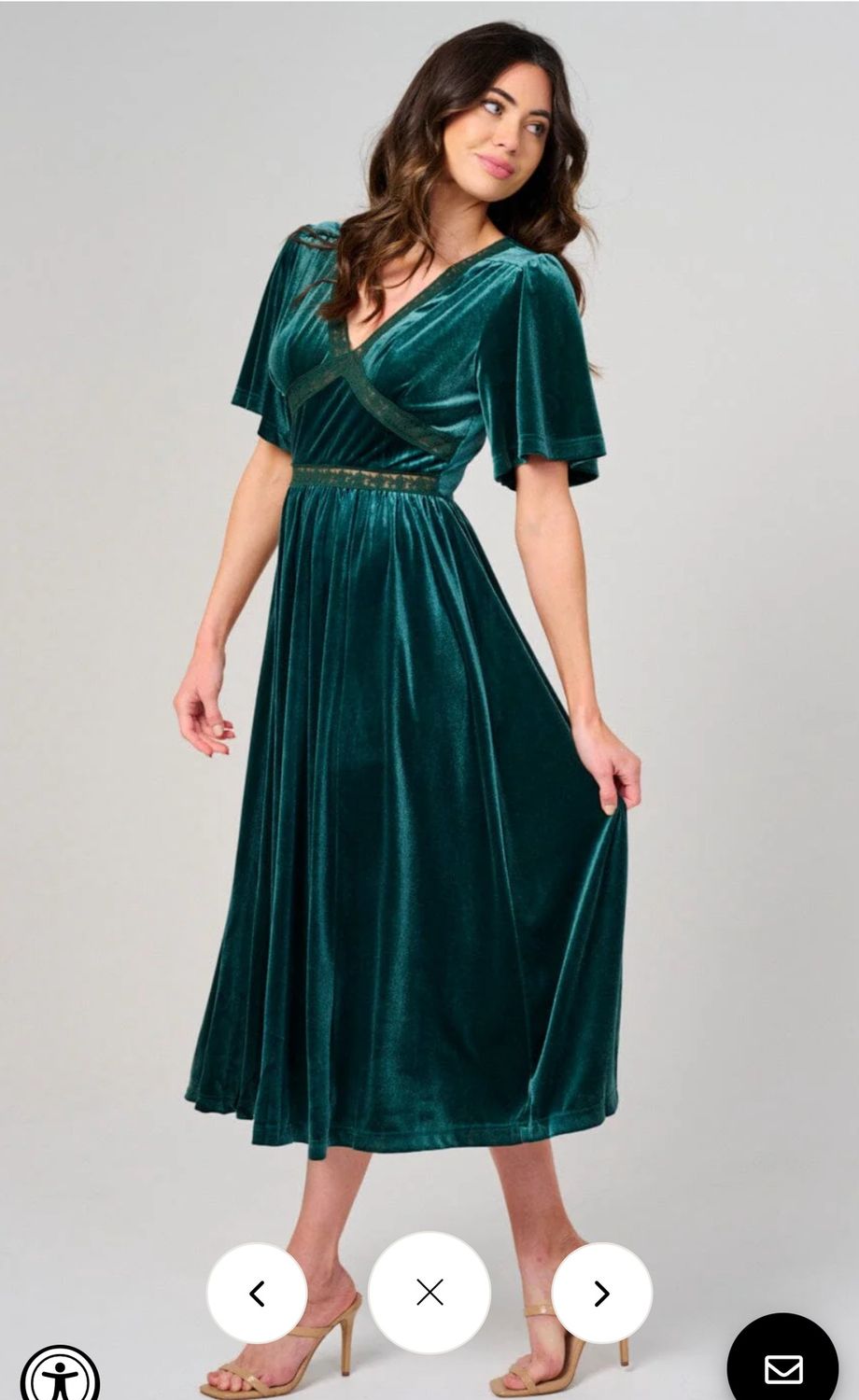 WOMEN&#39;S SHORT SLEEVE V-NECK LACE VELVET MAXI DRESS