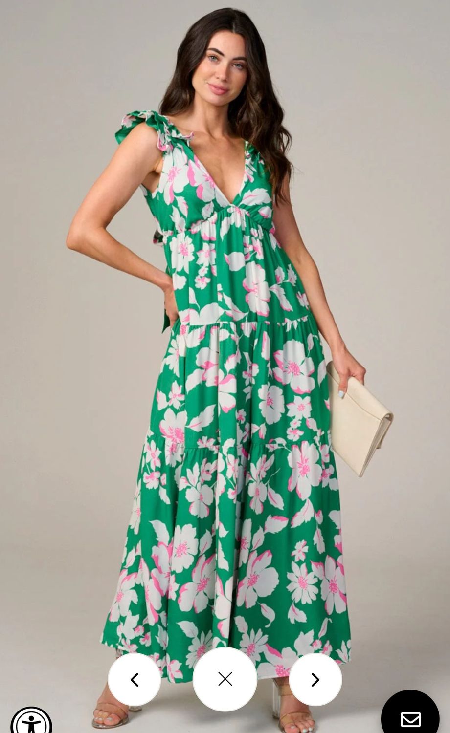WOMEN&#39;S SLEEVELESS V-NECK BACK TIE FLORAL MAXI DRESS