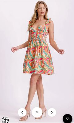 WOMEN&#39;S SLEEVELESS V-NECK FIT &amp; FLARE SMOCK FLORAL MINI DRESS