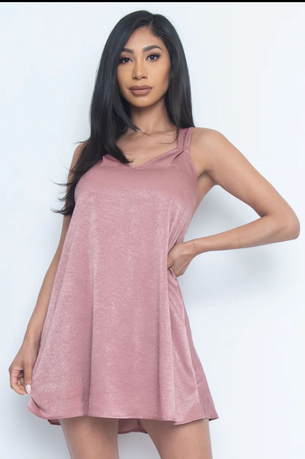 Sleeveless Tie Back Solid Mini Dress In Mauve