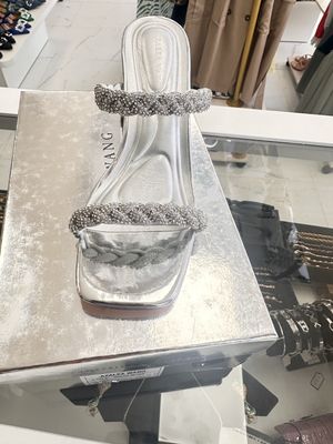 Beautiful silver strap slippers