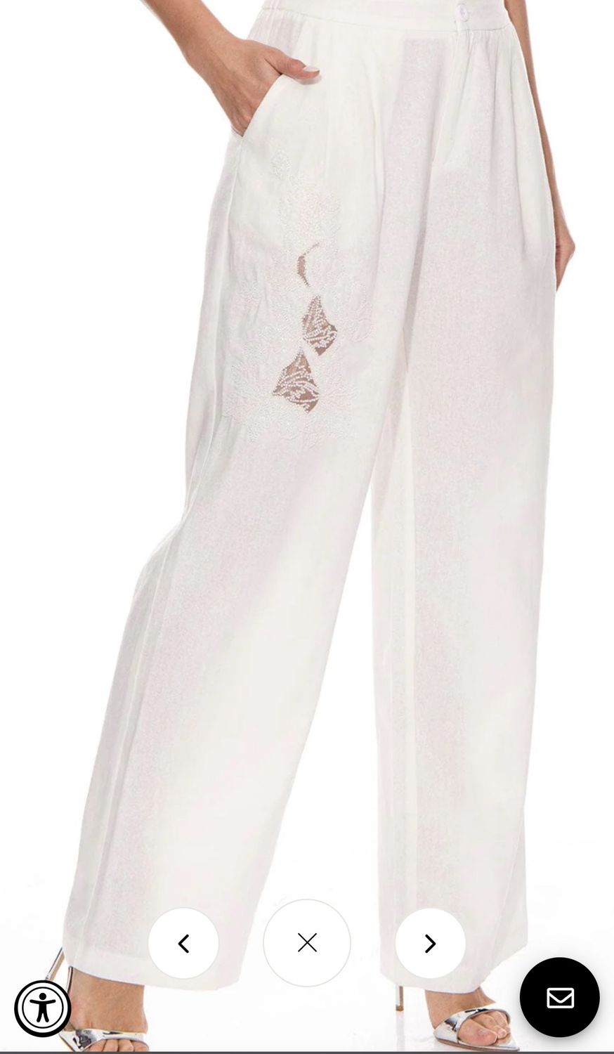 WOMEN&#39;S BUTTON CLOSURE FRONT POCKETS WIDE LEG DETAILED PANTS
