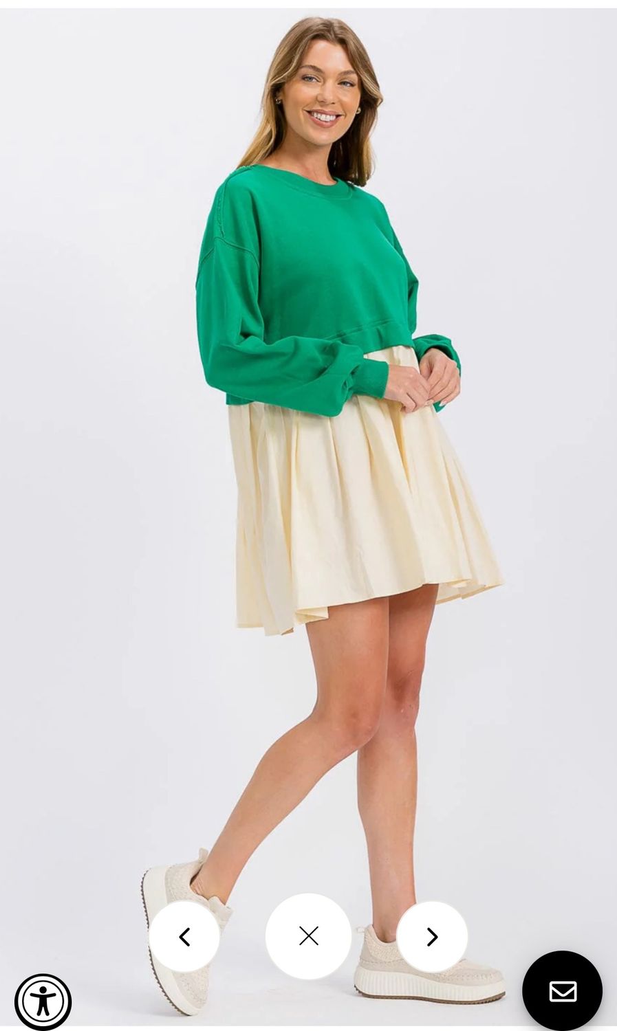 WOMEN&#39;S LONG SLEEVE TUNIC CONTRAST COLORBLOCK MINI DRESS