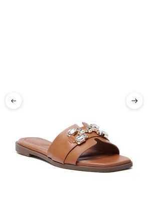 BROWN EMBELLISHED RHINESTONE SANDAL