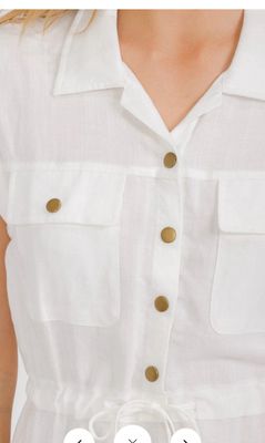 WOMEN'S SLEEVELESS BUTTON UP FRONT POCKETS SELF TIE MINI DRESS