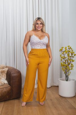 Fresh Off The Runway' Plus Size High Waist Straight Leg Pants in Mustard