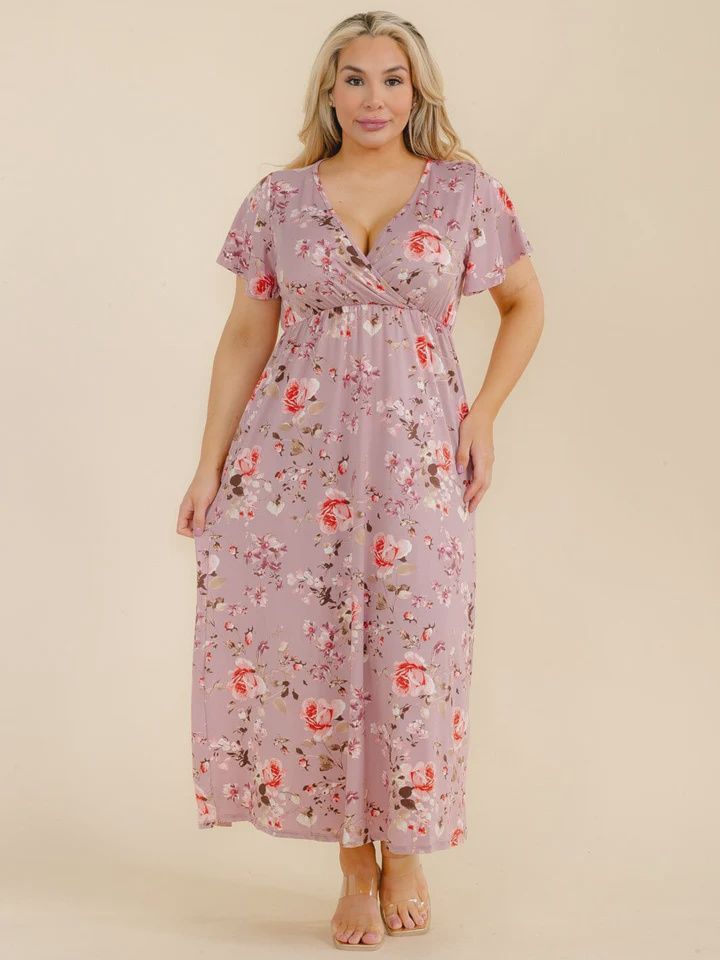 Floral short sleeve maxi dress