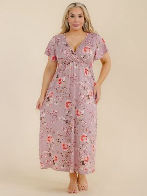 Floral short sleeve maxi dress