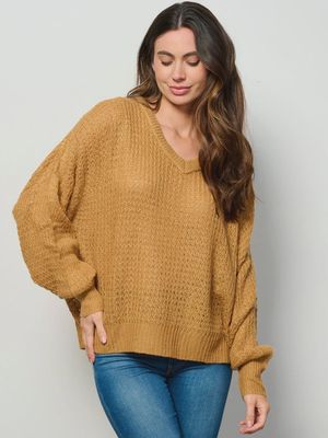 Women's Long Sleeve V-neck Knit Pullover Sweater