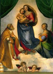 Print: The Sistine Madonna 49 x 34 cm (app 19&quot; x 13&quot;) medium, Color: detail