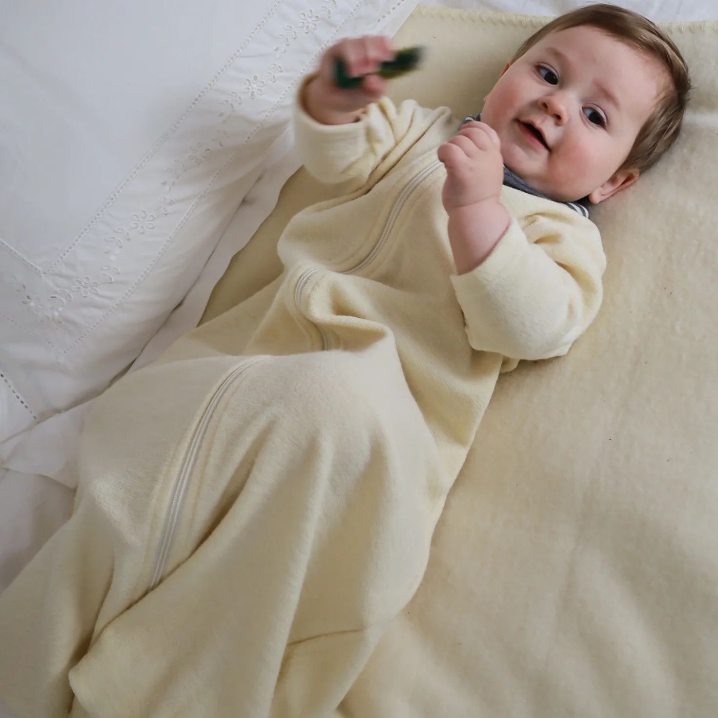 Baby sleeping-bag, long sleeved, with zipper, Wool Terry, Size: 0 (62/68) 3-6 months