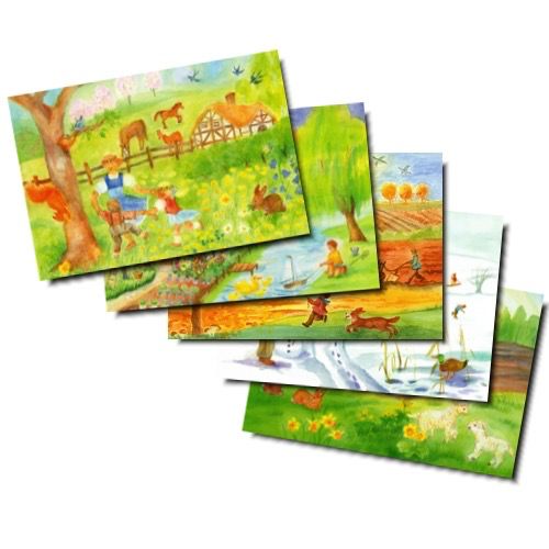 Postcard set of 5 Through the Seasons by Dorothea Schmidt