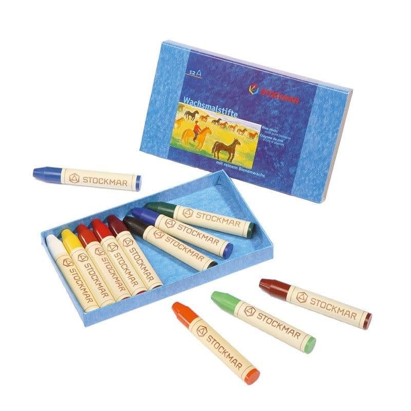 Stockmar stick crayons 12 assorted, cardboard box