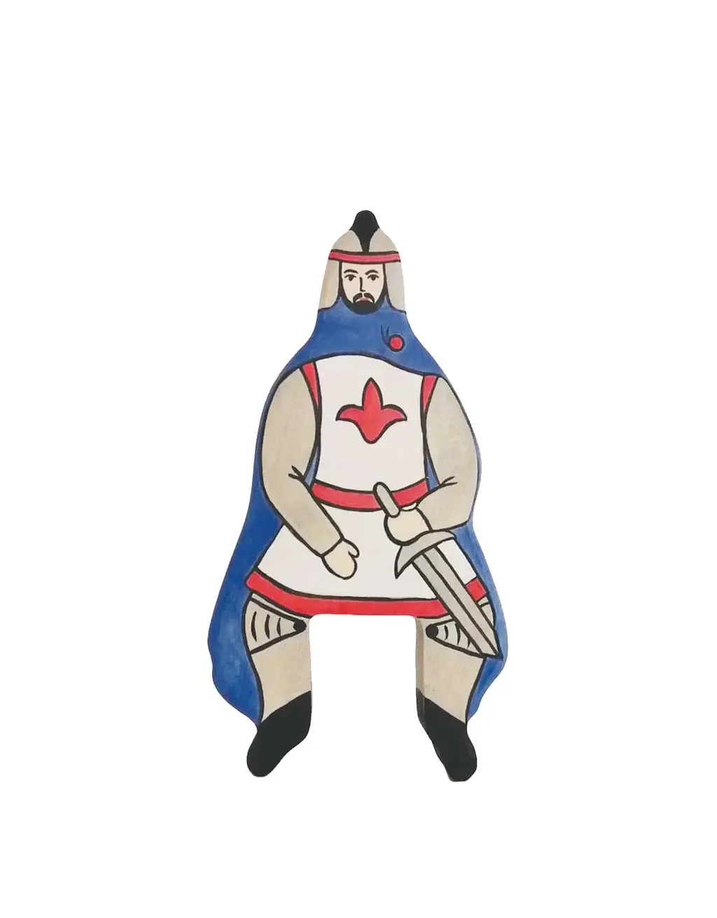 Blue knight with cloak, riding (without horse)