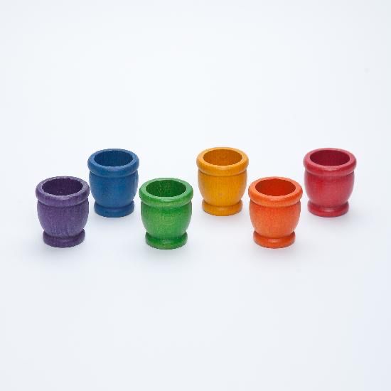 Wood Coloured Mates / Pots 6 pcs (6 colours)