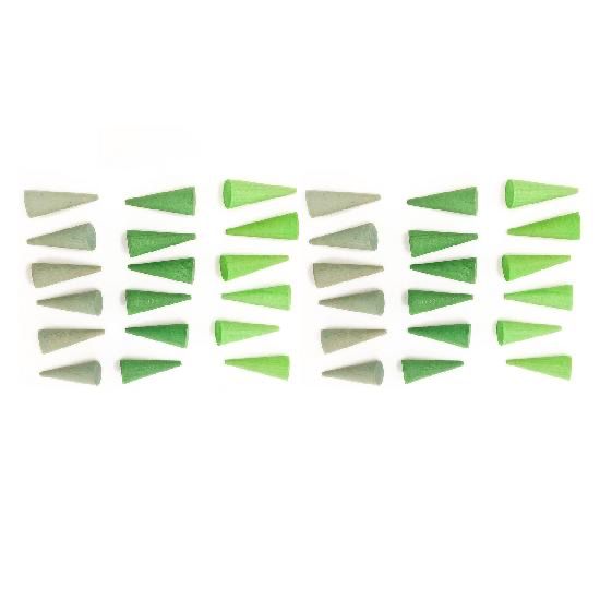 Wood Mandala Cones 36 pcs (Green)