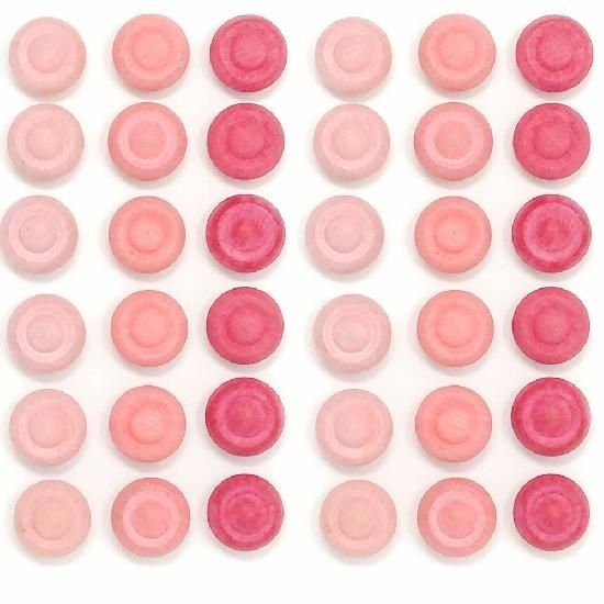 Wood Mandala Flowers 36 pcs (Pinks)