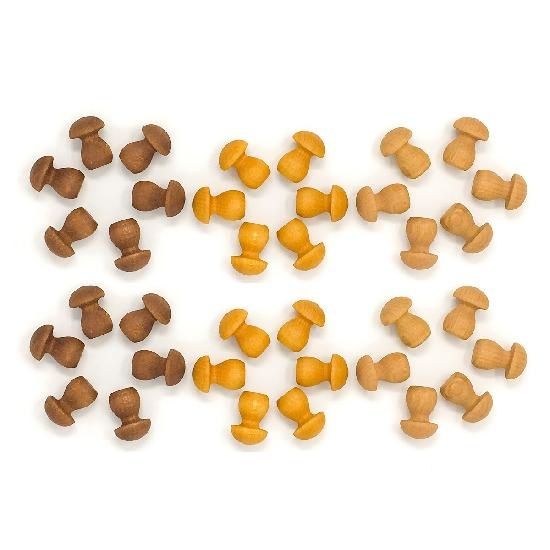 Wood Mandala Mushrooms 36 pcs (Browns)
